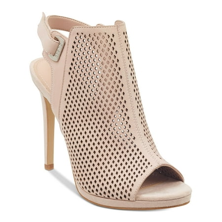 

GUESS Womens Light Pink Perforated Padded Aubria Round Toe Stiletto Leather Dress Slingback Sandal 8.5 M