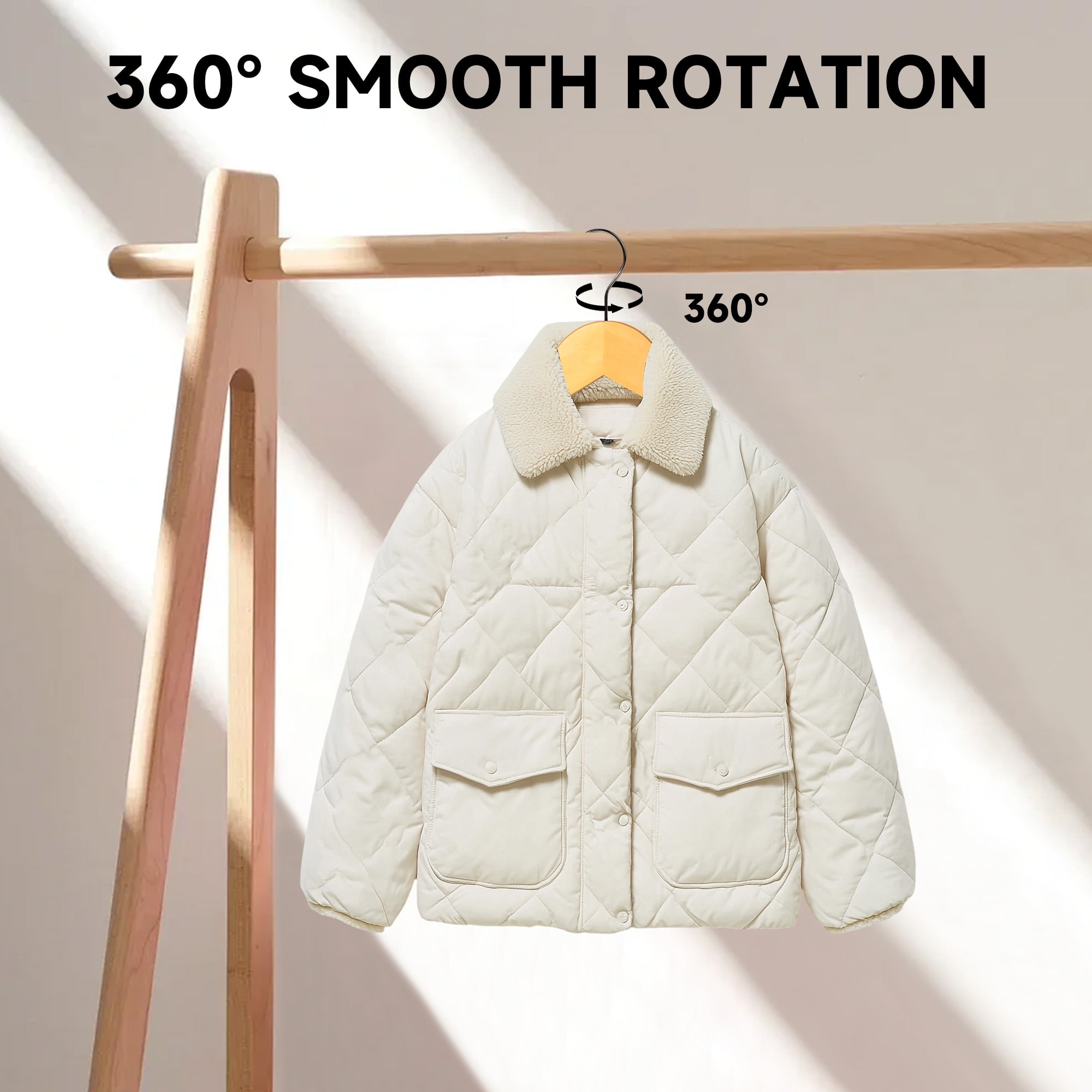 BP4U 12-Pack Premium Wooden Clothes Hangers with Clips, Solid Wood Skirt/Pant Hangers with Adjustable Clips for Suits, Dresses, Coats, Jackets, Trousers(Natural Wood)