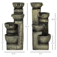 thumbnail image 3 of 4 Tier Stone Bowl Outdoor Fountain with Adjustable Waterfall Flow and LED Lights for Patio Zen Garden Gray, 3 of 7
