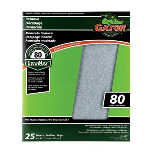 Gator Papier Abrasif en Oxyde d'Aluminium Grit 3402 - 11 x 9 Po - Pack de 25