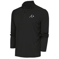 Men's Antigua Charcoal Atlanta Braves Metallic Tribute Quarter-Zip Top
