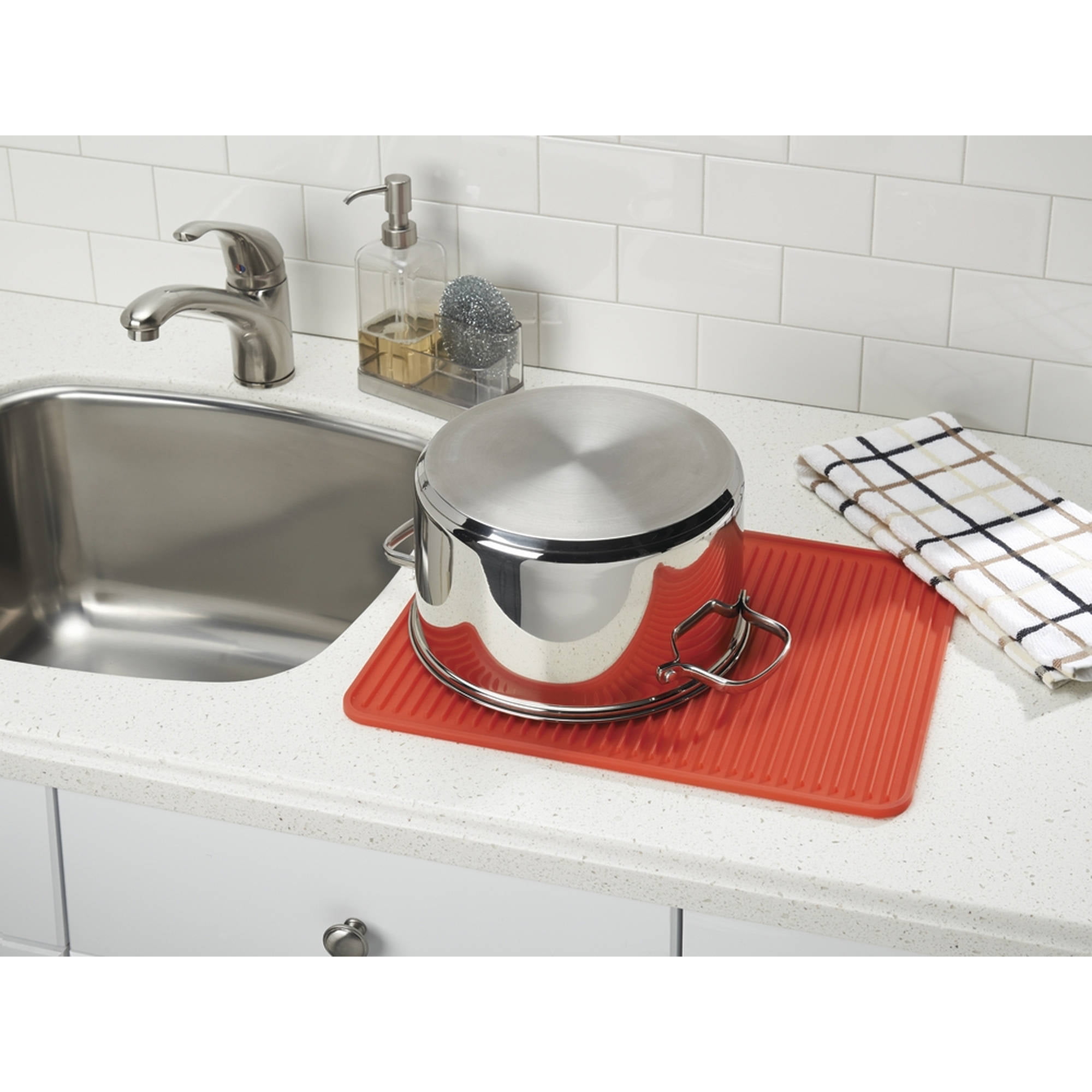 InterDesign Lineo Kitchen Countertop Silicone Dish Drying Mat, Various  Sizes 