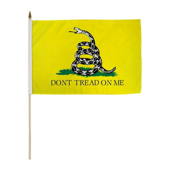 Don't Tread On Me Gadsden (Yellow) 12x18in Stick Flag