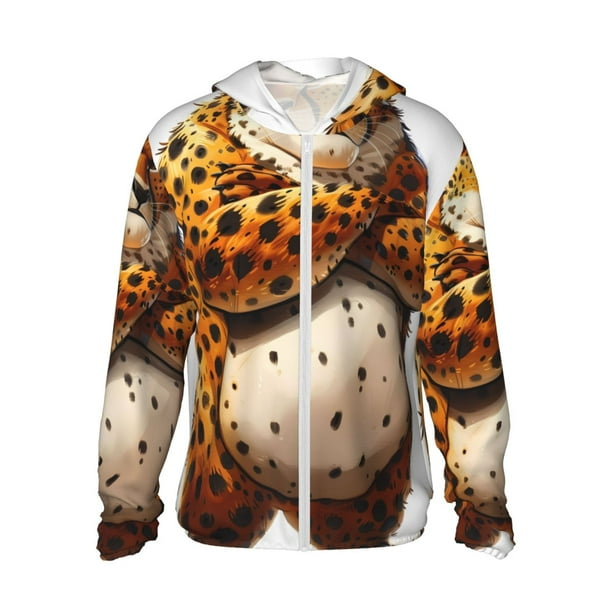 Fotbe Cartoon Cheetah With Attitude Chaqueta con Protección Solar UPF 50+ para Hombre y Mujer, Camisa con Capucha y Bolsillos-3X-Large