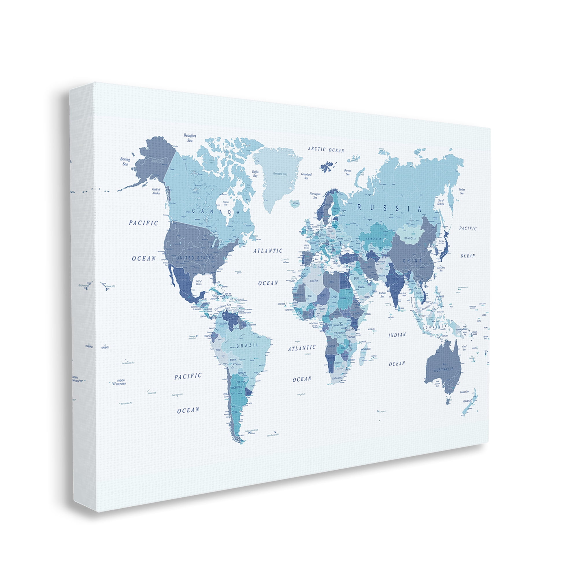 Stupell Industries Traditional Blue Map Town & City Painting Gallery Wrapped Canvas Art Print Wall Art, 40 x 30