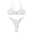 thumbnail image 2 of Women Sexy Anti-strip Solid Color Cut Out High Cut Lace Up Two Piece Bikini Set, 2 of 6