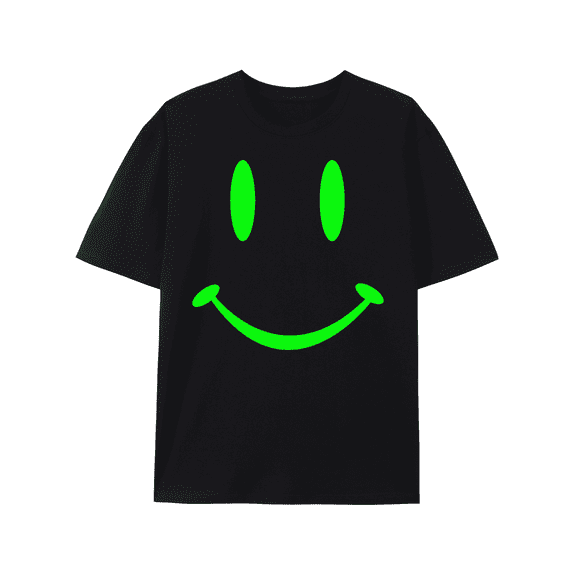 [Glow In The Dark Raver Tee] Retro Payeah Mens T Shirt - Happy Hardcore Smile Raver Glow In The Dark Print