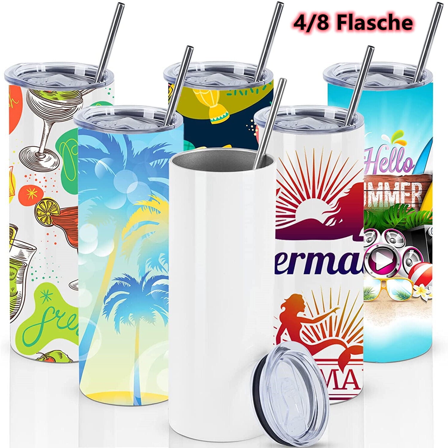 HTVRONT 8/4 Pack 16OZ Clear/Frosted Glass Sublimation Tumblers