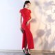 thumbnail image 5 of Cheongsam de encaje Cheongsam ropa de actuación espectáculo verano etiqueta larga corte ajustado, 5 of 5