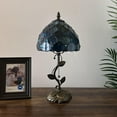 thumbnail image 4 of Tiffany Table Lamp Blue Stained Glass Crystal Beans LED Bulb Included for Living Room Bedroom Bedside 8"W*8"D*16"H, 4 of 5