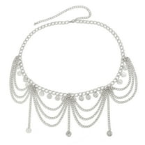 Zhuge Women’s Multilayer Metal Belly Chain, Adjustable Waist Body Jewelry for Everyday Wear, 1 Piece,B21