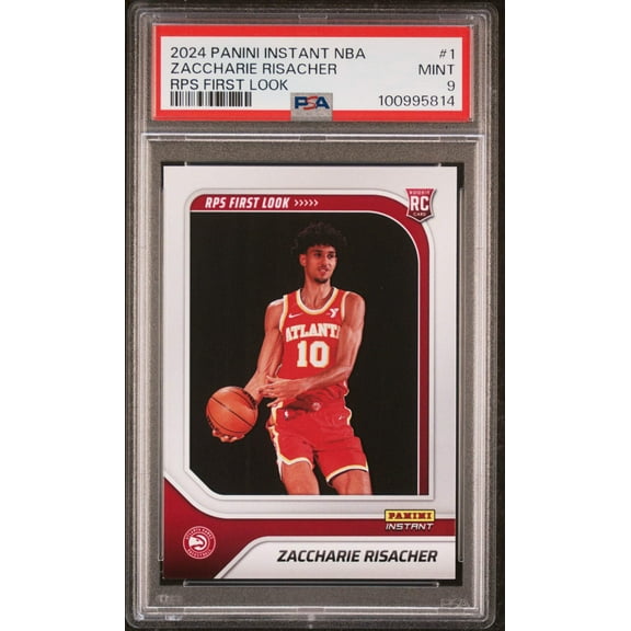 Graded 2024 Panini Instant NBA Zaccharie Risacher #1 RPS First Look Rookie RC Basketball Card PSA 9 Mint