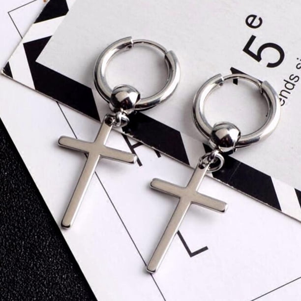Pendientes de Colgante de Cruz Plateado perfecl de acero Inoxidable para Joyería de mujer