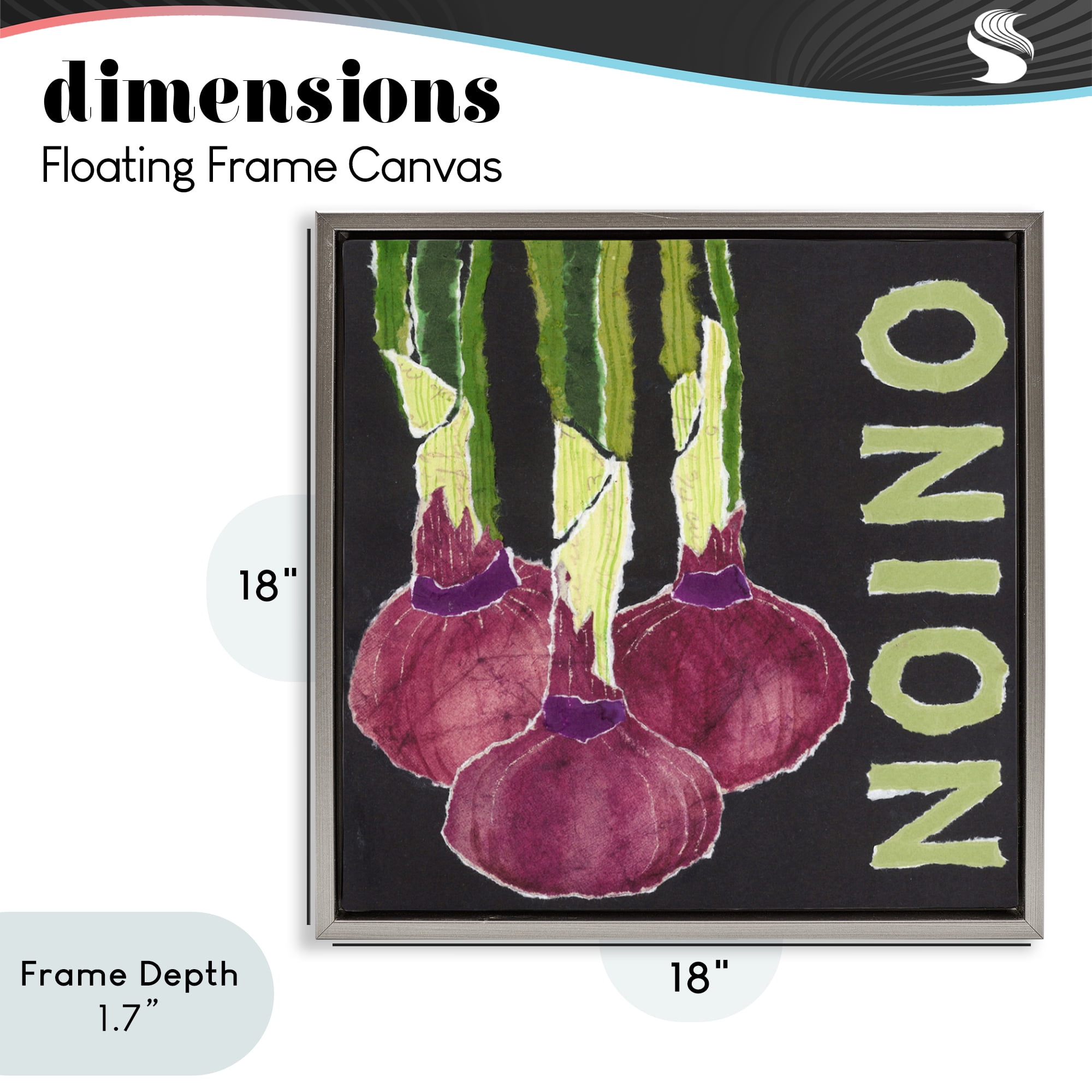 Stupell Industries Collaged Garden Onion Gray Framed Floater Canvas Wall Art, design by Nancy Overton