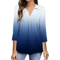 thumbnail image 2 of Lilgiuy Women's 3/4 Sleeve Shirts Autumn Casual V Neck Printing Blouse Tops Sweatshirt for Golf Biker Hiking, 2 of 5