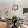 thumbnail image 5 of LNC 4-Light Black and Brown Wood Linear LED Farmhouse Chandelier, 5 of 15