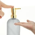 thumbnail image 3 of Unique Bargains 1 Pc Durable Cylinder Frosted Soap Dispenser 13.53oz Gray Gold Tone, 3 of 6
