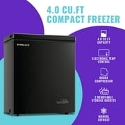 DEMULLER 4.0 Cu.ft Deep Freezer Top Open Door Compact Freezer with 2 Removable Storage Baskets Black