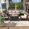 thumbnail image 5 of ALAULM Patio Conversation Set, 7-Piece Outdoor Furniture with Propane Fire Pit Table, Sand, 5 of 8