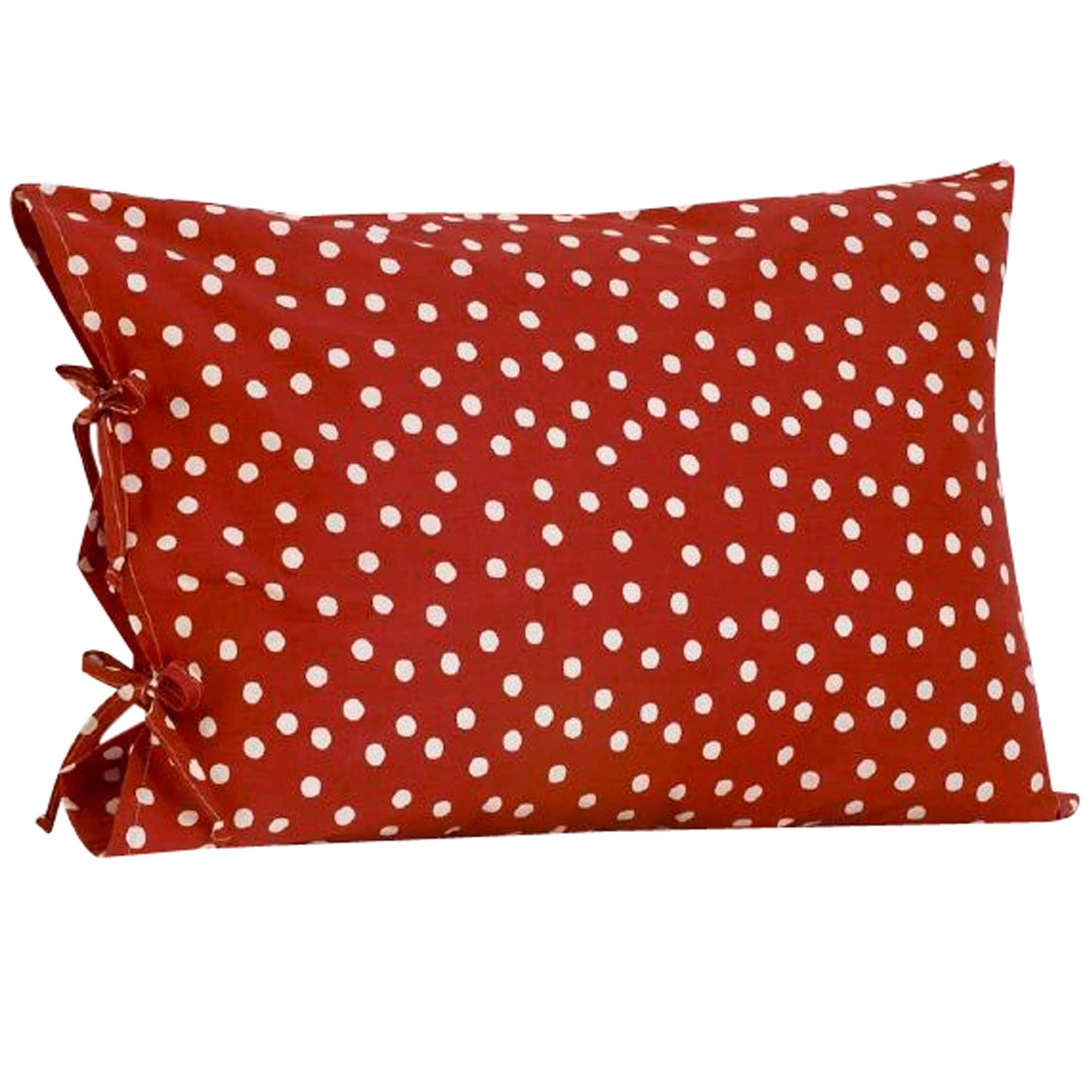 Cotton Tale Houndstooth Red and White Polka Dot Pillow Case with Ties