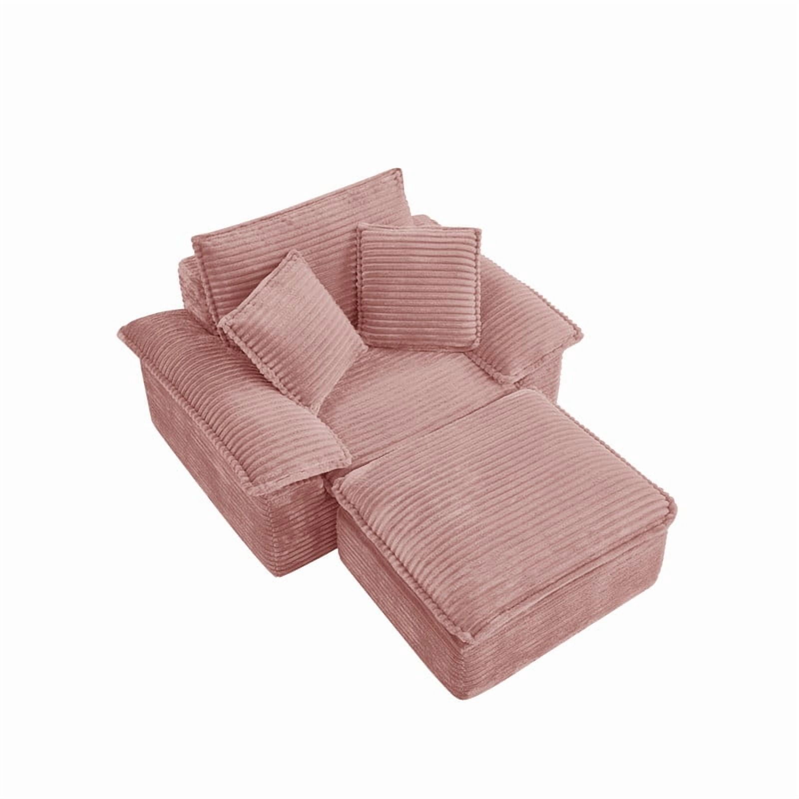 Oversized Single Sofa Chair with Movable 2-Layer Ottoman Set, Chaise Lounge Lazy Sofa, Modular Accent Floor Sofa