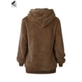 thumbnail image 6 of Sixtyshades Womens Fuzzy Fleece Sweatshirt Long Sleeve Zipper Sherpa Pullover Hoodie with Pockets (XL, Coffee), 6 of 9