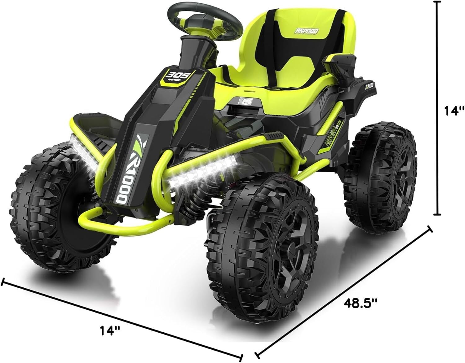 TOKTOO 24V Ride On Toys for Big Kids, 4 Wheeler for Kids Age 5-12, 800W Electric ATV Car for Kids with Parent Remote, Adjustable Seat, LED Lights & Music, Green