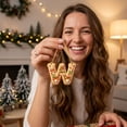 thumbnail image 4 of Gingerbread Alphabet Letter Ornaments, Candy Cane Letter Pendant with Berries Pattern, Mini Monogram Hanging Decorations for Xmas Tree Gifts DIY Decor, Letter W, 4 of 6