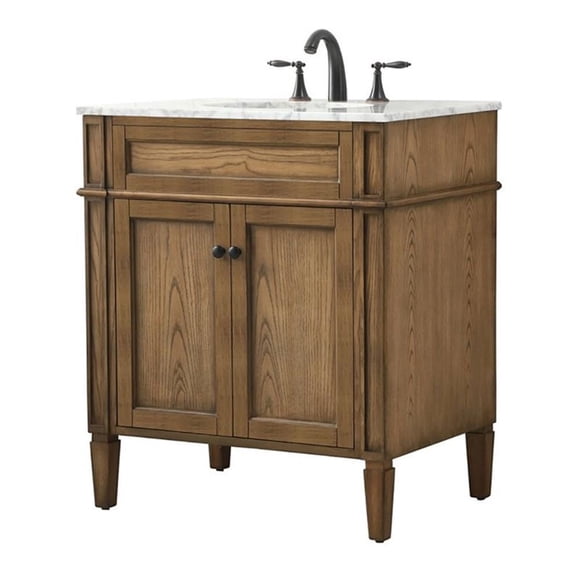 Pemberly Row 30" Aluminum MDF Single Bathroom Vanity in Driftwood