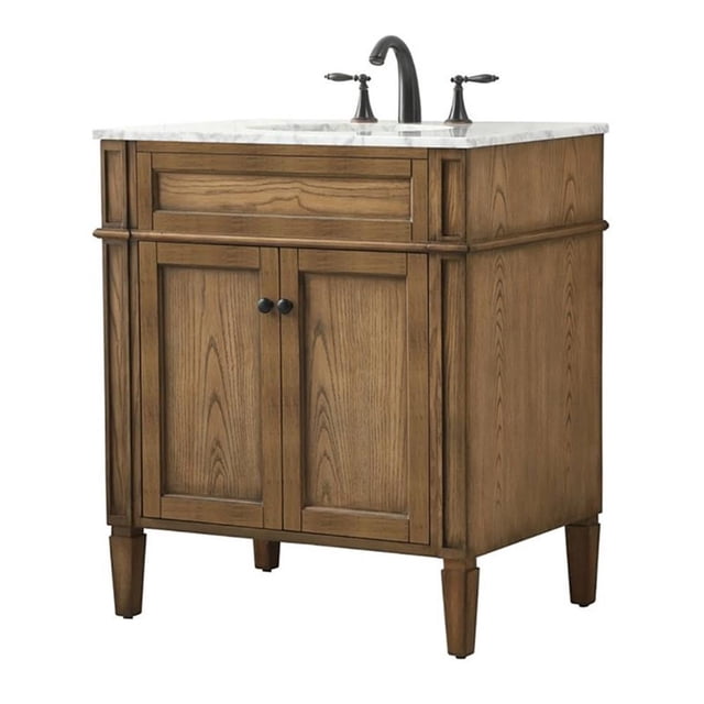 Pemberly Row 30" Aluminum MDF Single Bathroom Vanity in Driftwood