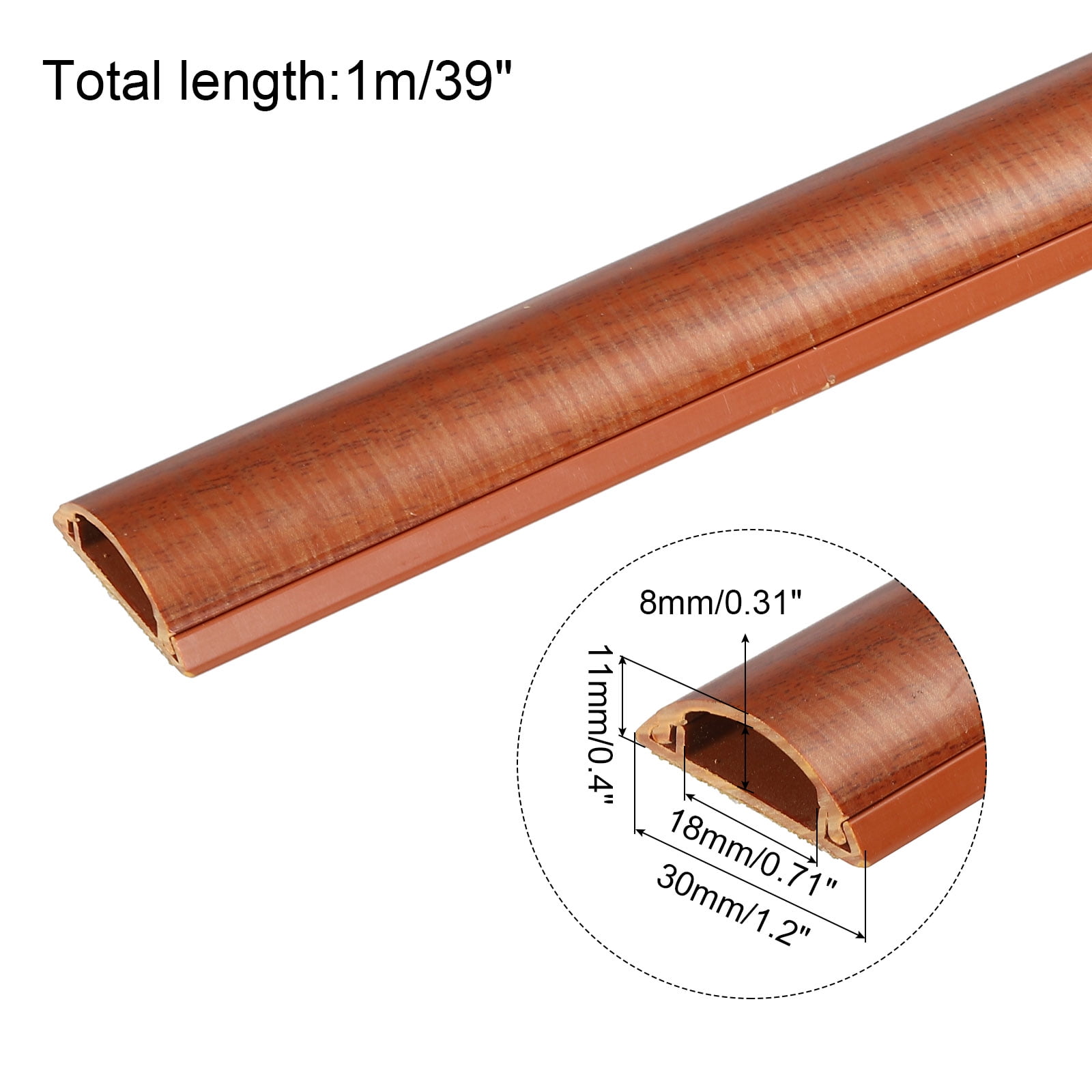 Unique Bargains Wall Cable Raceway Cord Cover Cord Hider Channel Self-Adhesive for TV Wire Dark Brown 39"x1.2"x0.4"