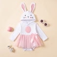 thumbnail image 2 of CAICJ98 Baby Girl Easter Outfit Infant Bunny Onesie Ruffle Tulle Tutu Dress Bubble Romper Hooded Jumpsuit With Ear (White,6-12 Months), 2 of 7