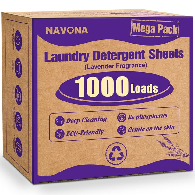 Láminas de detergente para ropa Navona 1000 lavados lavanda