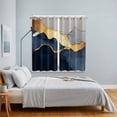 thumbnail image 4 of Navy Blue Geometric Kitchen Curtains 84 Inch Length, Modern Abstract Luxury Golden Grommet Top Bedroom Living Room Curtains, Light Filtering Cafe Curtain Drapes 2 Panels Set 104''x84'', 4 of 9