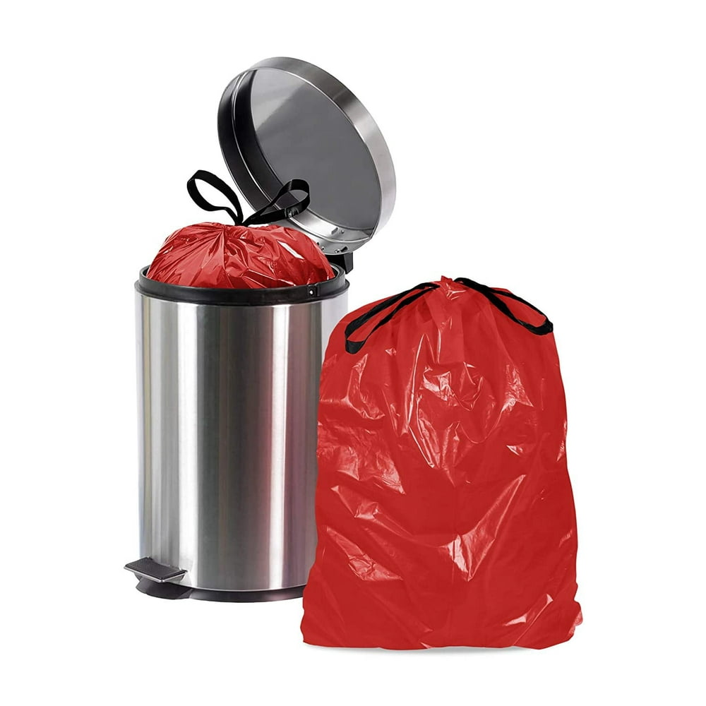 AMZ Supply Red Trash Can Liners with Draw Tape 40 x 42 5 Low Density