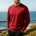 thumbnail image 4 of Men's Crewneck Sweatshirt Casual Solid Pullover Hoodless Standard Fit Athletic Work Out Gym Sweat Shirts, 4 of 9