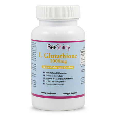 BeShiny L Glutathione Skin Lightening Brightening Pills 1000 mg Antioxidant Anti Aging to Support Liver Health & Detox Help Immune & Brain Function Reduce Free Radical Damage Vegan 60