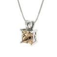 thumbnail image 2 of Clara Pucci 18K White Solid Hypoallergenic Gold 1Ct Synthetic Yellow Moissanite Princess Cut Solitaire Designer Necklace Pendant For April, 2 of 6