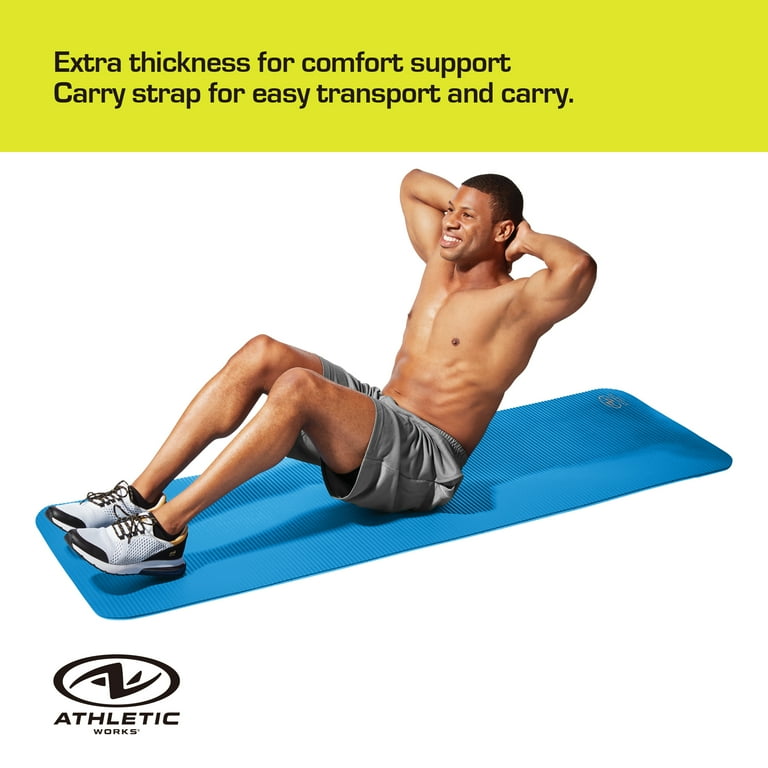 Athletic Works Fitness Mat, Two Tone Blue, 10mm, 72x24 inch, NBR