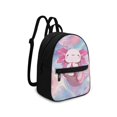 thumbnail image 2 of HELLHERO Pink Blue Liquid Pattern Small Backpack with Front Pocket Zipper Closure Mini Backpack for Travel, Polyester Travel Shoulder Bags for Trip, 2 of 8