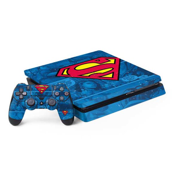 Skinit DC Comics Superman Logo Background Pattern PS4 Slim Bundle Skin