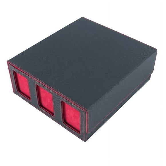 Storage Box for Trading Cards with Viewing Window Magnetic Closure Card Holder for Magic Game Cards Red