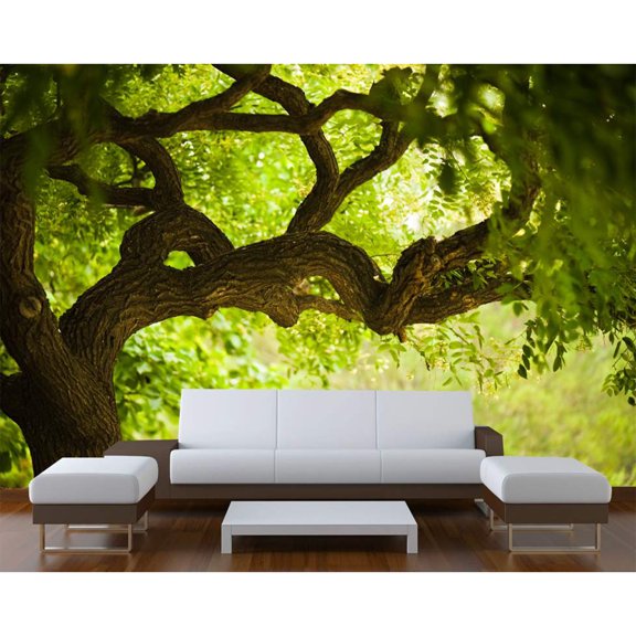 Startonight Mural Wall Art Tree on the Green Landscape Illuminated Nature Landscapes Wallpaper Photo 5 Stars Gift Large 10 x 28,82 ‘’ x 50,4 ‘’ Total 8’4”x 12'