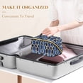 thumbnail image 3 of FORMRS Makeup Bag Travel Cosmetic Organizer for Women Fold Flat Zipper Pouch with Handle, Blue Hexagon Pattern, 3 of 8