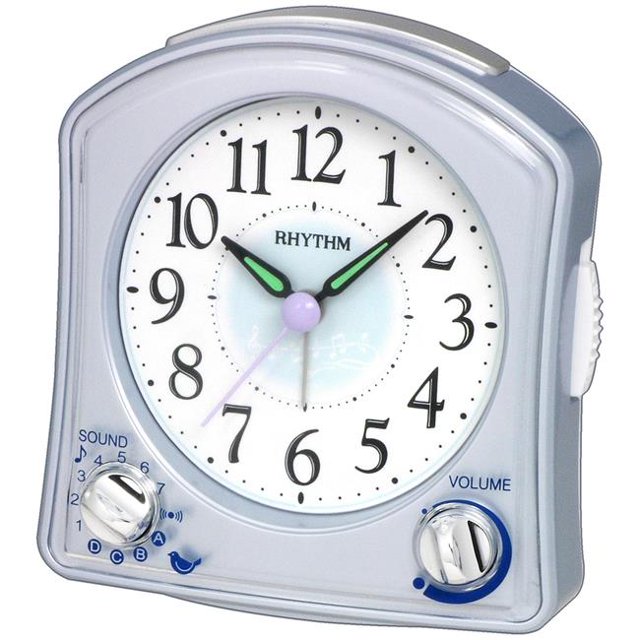Rhythm 8RMA02WR04 Silver Robin Melody Alarm Clock