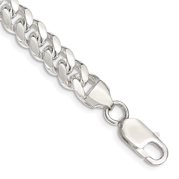 Diamond2Deal Sterling Silver 7.8mm Domed Curb Bracelet 8 inch for Women