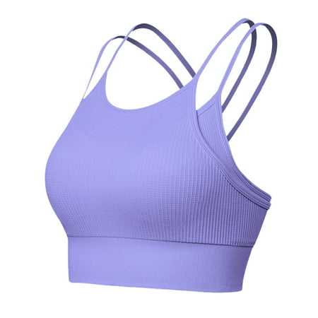 oqasdz Women Bras Crisscross Back Padded Racerback Crop Workout Yoga Gym Tank Top Stylish Bralette Sports Bra