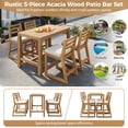 thumbnail image 3 of 5-Piece Rustic Patio Bar Set, Patio Table and Chairs Set with Ergonomic Chairs, Solid Wood Slatted Tabletop for Poolside, Balcony, Backyard, Porch, 3 of 5