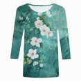 thumbnail image 4 of Towmus Womens Summer Tops 3/4 Sleeves Floral Print Dressy Blouses Crew Neck Casual Tunic Tops Summer Shirts, 4 of 4