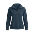 thumbnail image 7 of MaFYtyTPR Womens Half Zip Pullover Sweatshirt Long Sleeve Stand Collar Casual Athletic Hoodless Sweatshirts with Pocket A-Navy XL, 7 of 7